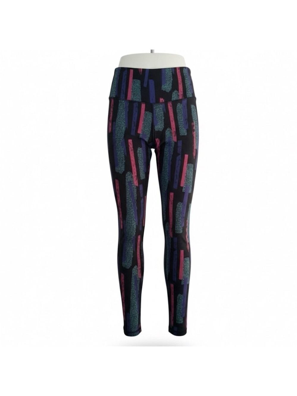 Reebok AOP Printed Leggings Black Pink Purple High Rise Speedwick Activewear XS - Picture 2 of 12